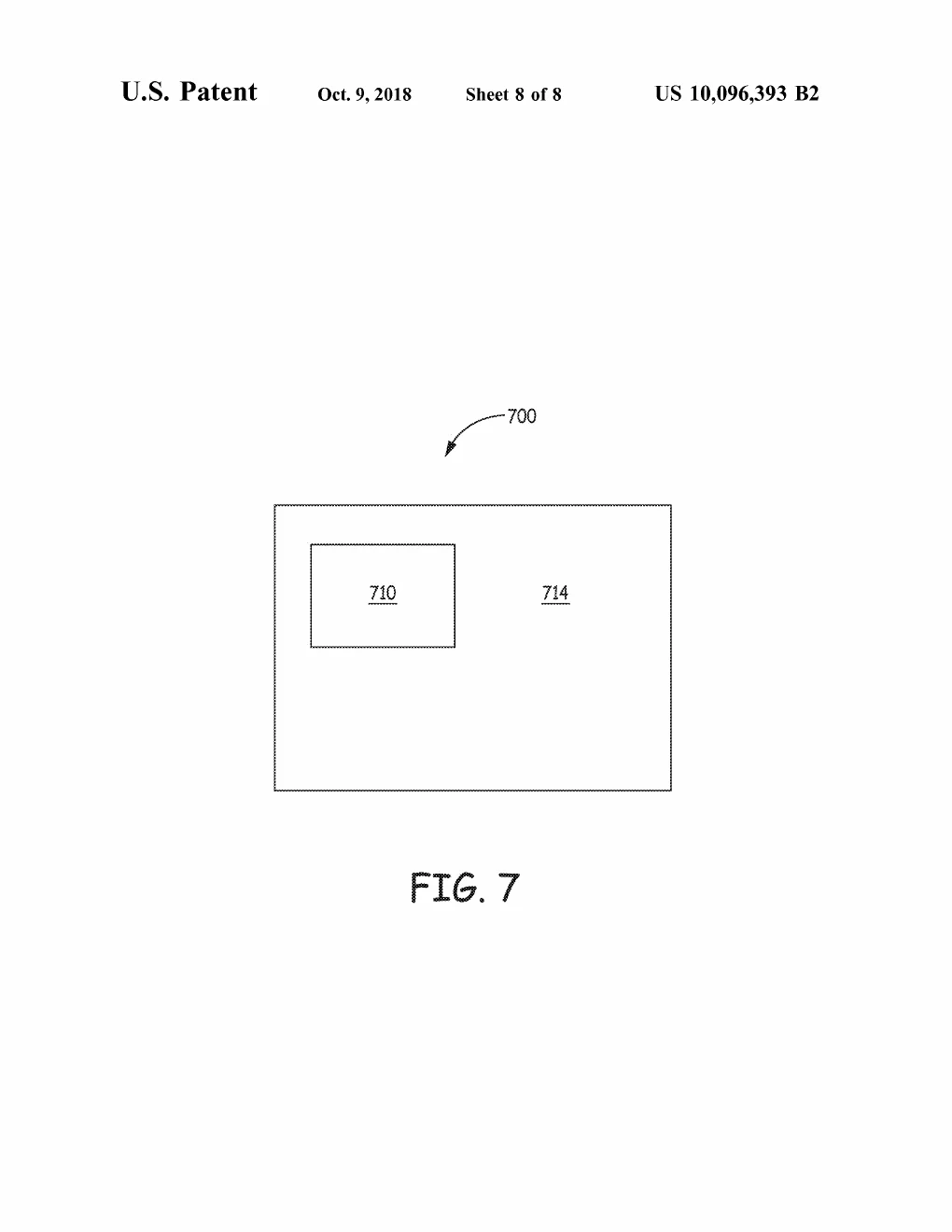 Patent drawing, US10096393B2: A plain block diagram of a rectangle inside a rectangle, representing the power converter housed inside a device such as an implantable medical device.