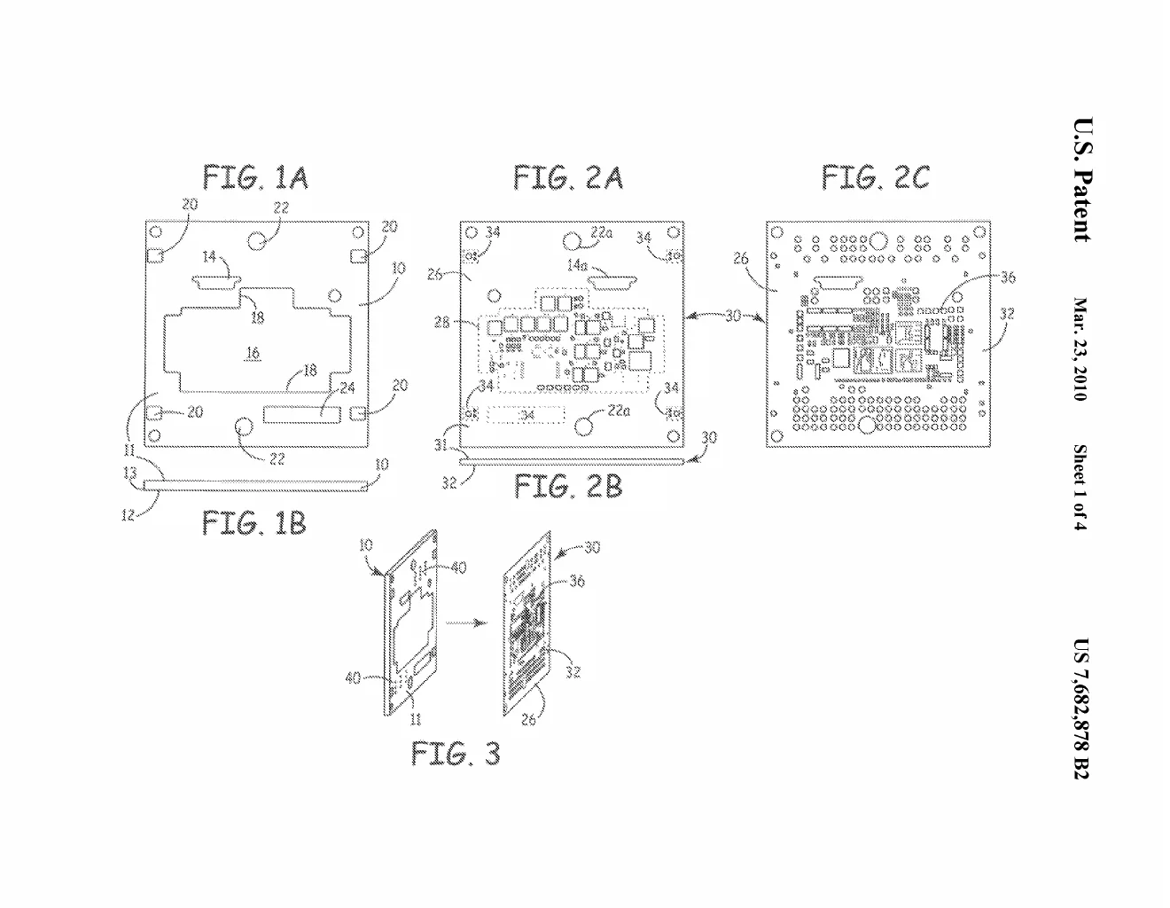 The flat encapsulation frame and the circuit board it protects, with a perspective view of the frame being lowered onto the populated board.