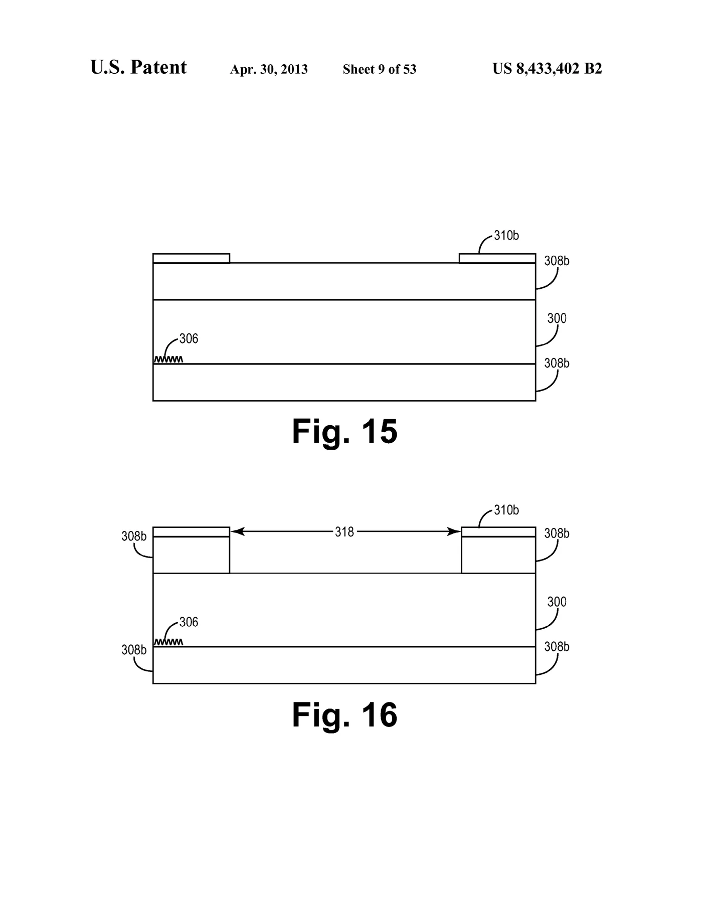 Cross-sections of the stacked wafers: recessed conductive pads on each face that, when heated, reflow and merge — forming the electrical interconnect and the hermetic seal in the same step.